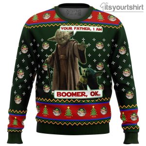 Baby Yoda Boomer Ok Mandalorian Star Wars Premium Ugly Christmas Sweater