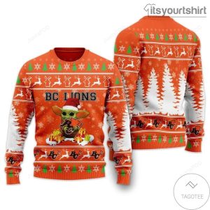 Bc Lions Baby Yoda Star Wars Ugly Christmas Sweater