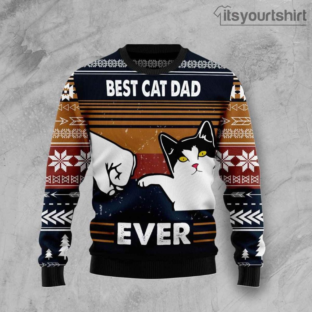 Best Cat Dad Ever Ugly Christmas Sweater