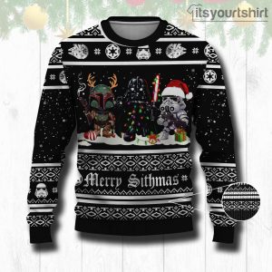 Boba Fett Darth Vader Storm Strooper Star Wars Merry Sithmas Ugly Christmas Sweater