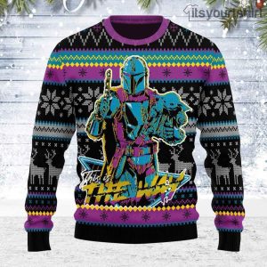 Boba Fett Star Wars This Is The Way Snowflake Ugly Christmas Sweater