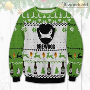 BrewDog Beer Reindeer Pattern Ugly Sweater