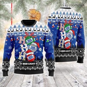 Bud Light Beer Ho Ho Ho Christmas Ugly Sweater