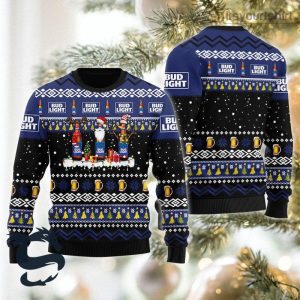 Bud Light Beer Santa Reindeer Snowflake Ugly Christmas Sweater