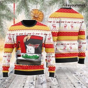 Budweiser Beer Cat Meme Ugly Christmas Sweater