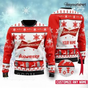 Budweiser Beer Personalized Christmas Ugly Sweater