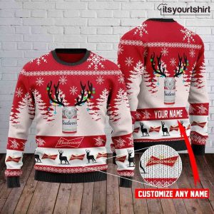 Budweiser Beer Personalized Ugly Christmas Sweater