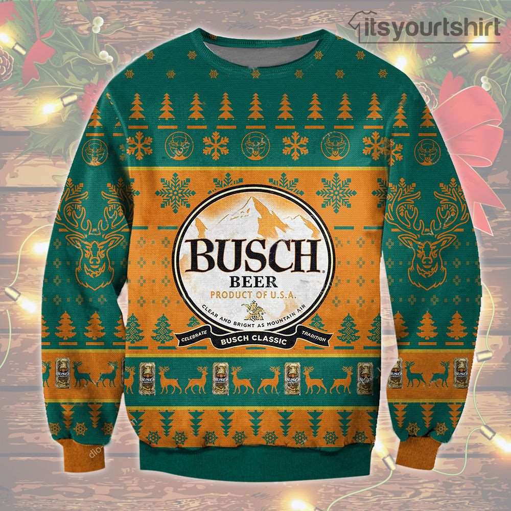 Busch Beer Product Of U.S.A Ugly Christmas Sweater