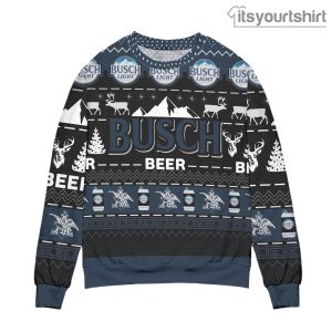 Busch Beer Reindeer Pattern – Black Navy Ugly Sweater