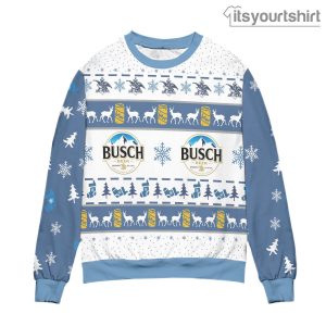 Busch Beer Snowflake Socks Pattern – Blue White Ugly Sweater