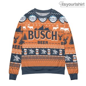 Busch Light Beer Reindeer Pattern – Blue Orange Ugly Sweater