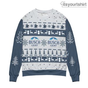 Busch Light Reindeer Pine Tree Pattern – Blue Ugly Sweater