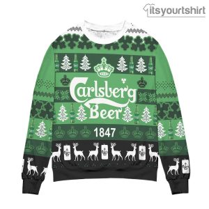 Carlsberg Beer 1847 Pine Tree Pattern Ugly Sweater