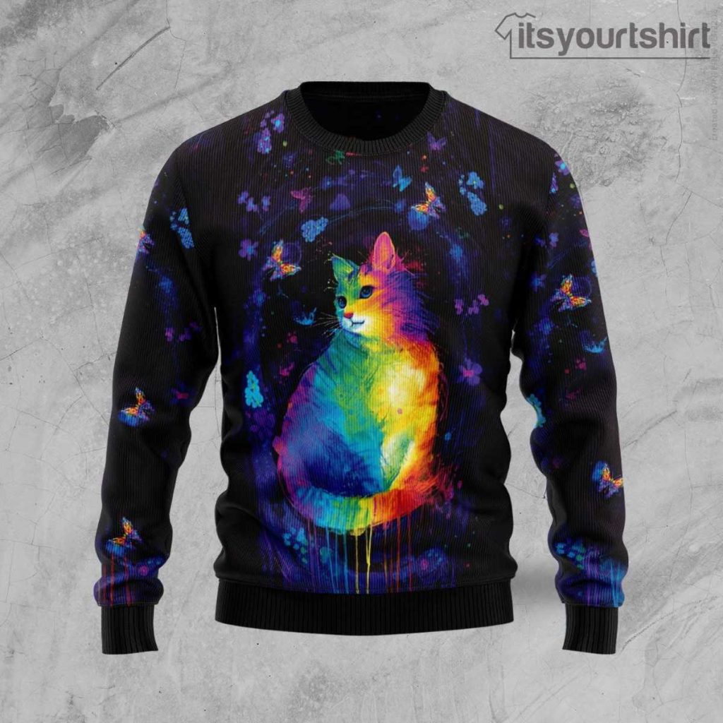 Cat Colorful Ugly Christmas Sweater