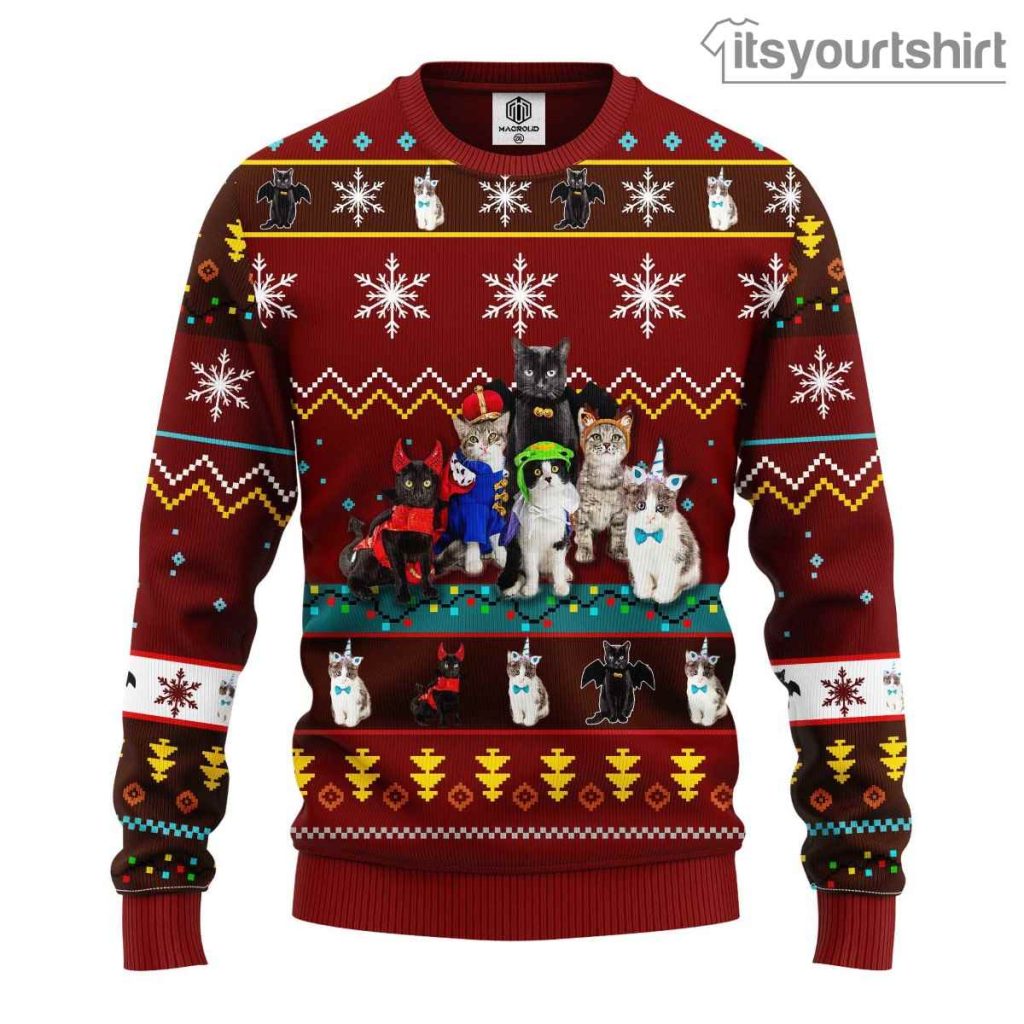 Cat Cute Family Noel Ugly Christmas Sweater