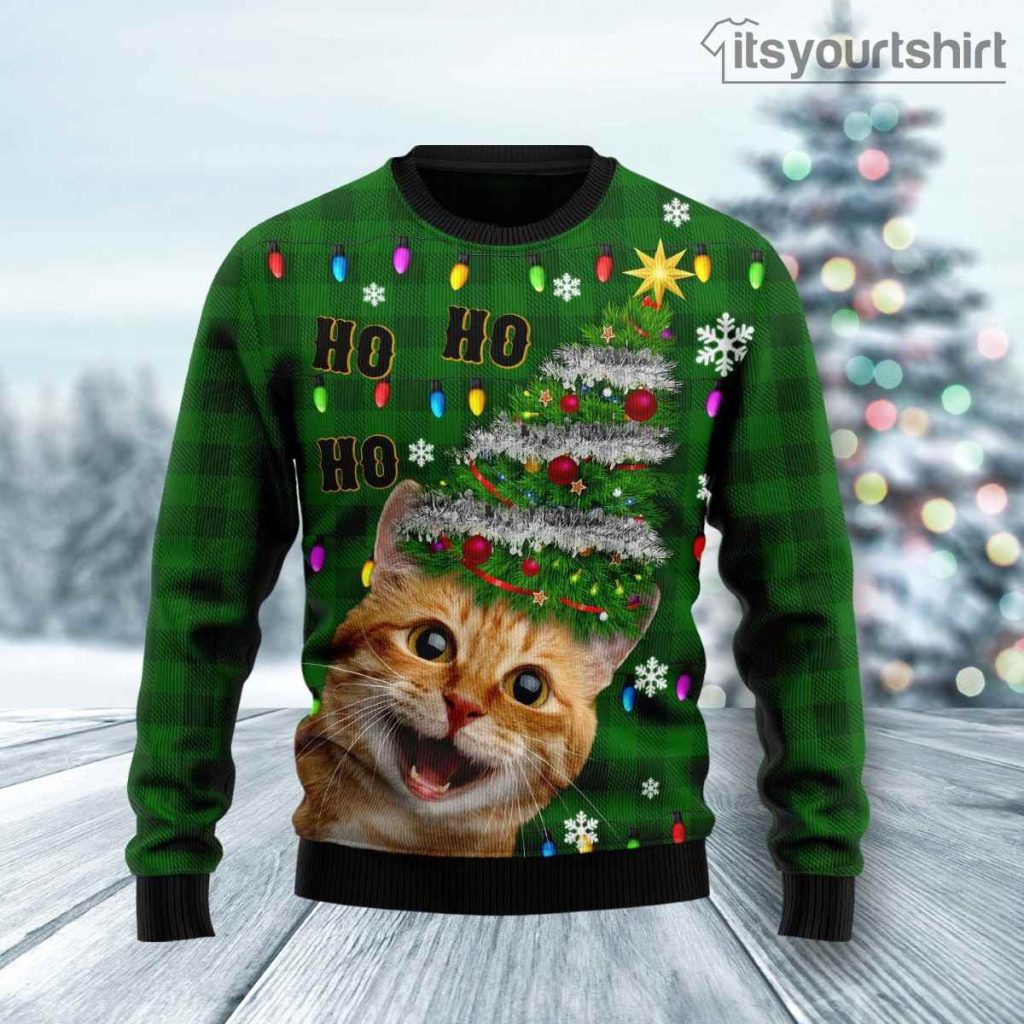 Cat Ho Ho Ho Ugly Christmas Sweater