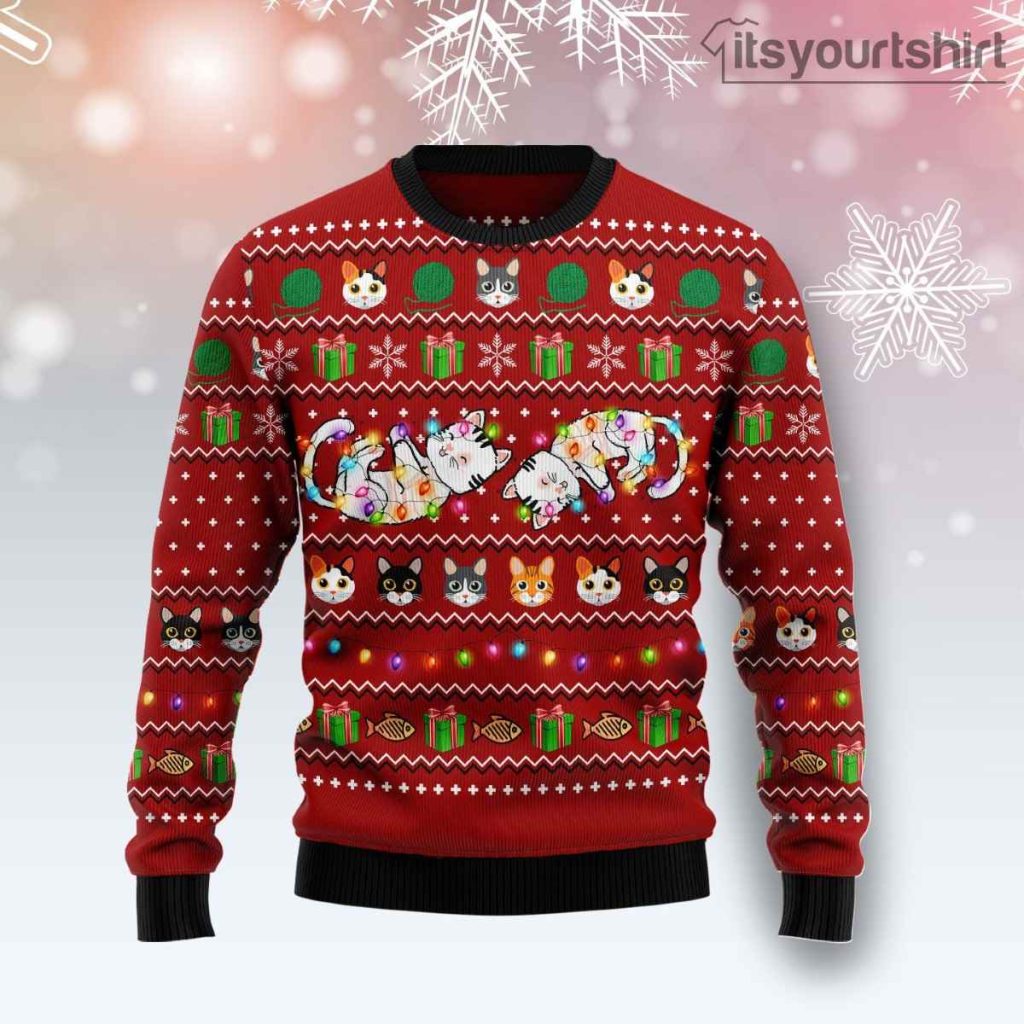 Cat Light Ugly Christmas Sweater