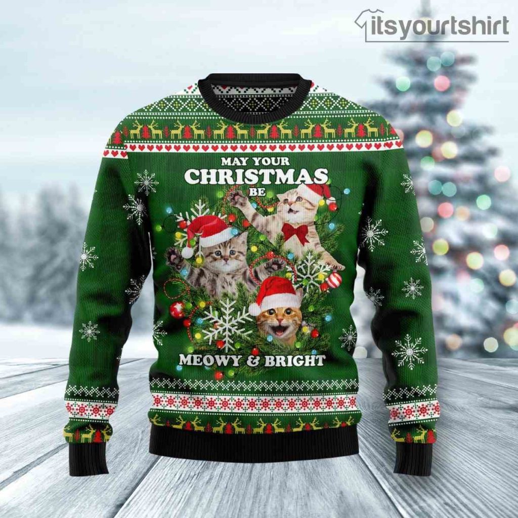 Cat Meowy Bright Ugly Christmas Sweater