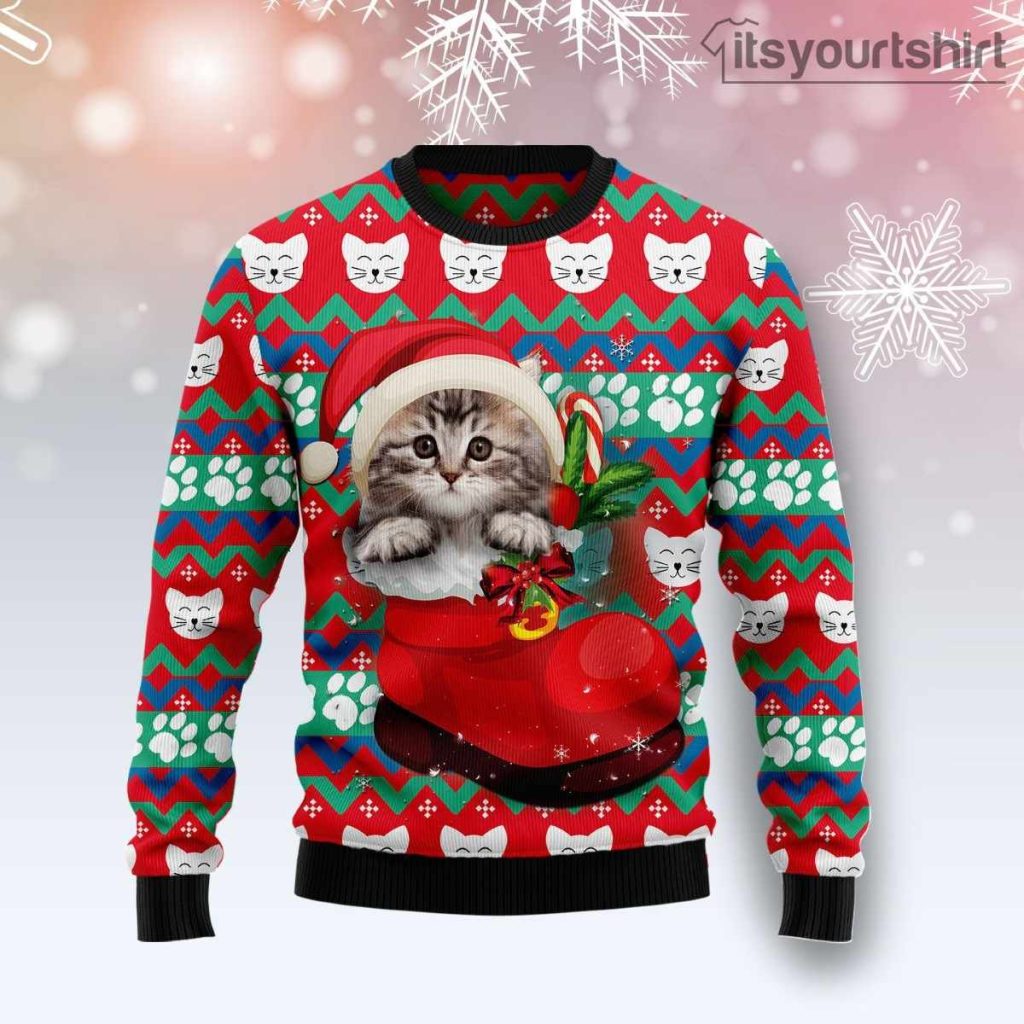 Cat Socks Ugly Christmas Sweater