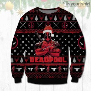 Cool Deadpool Pine Tree Reindeer Pattern Ugly Christmas Sweater