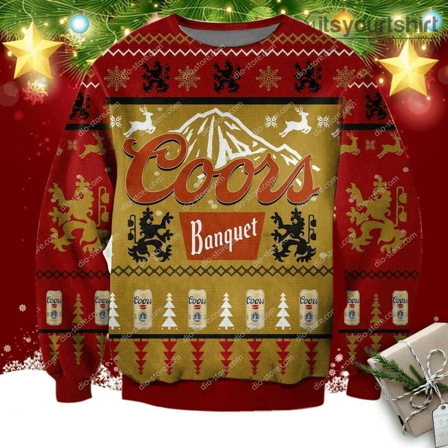 Coors Banquet Beer Pine Tree Ugly Sweater