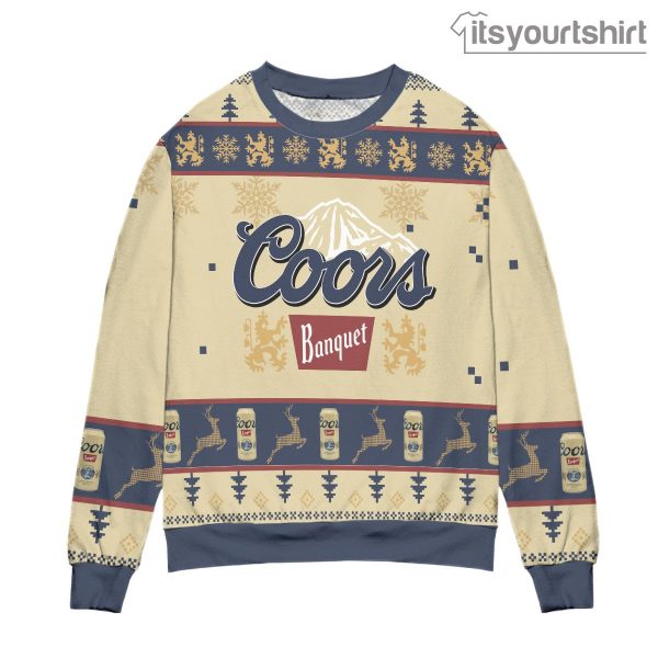 Coors Banquet Snowflake Christmas Pattern – Beige Ugly Sweater