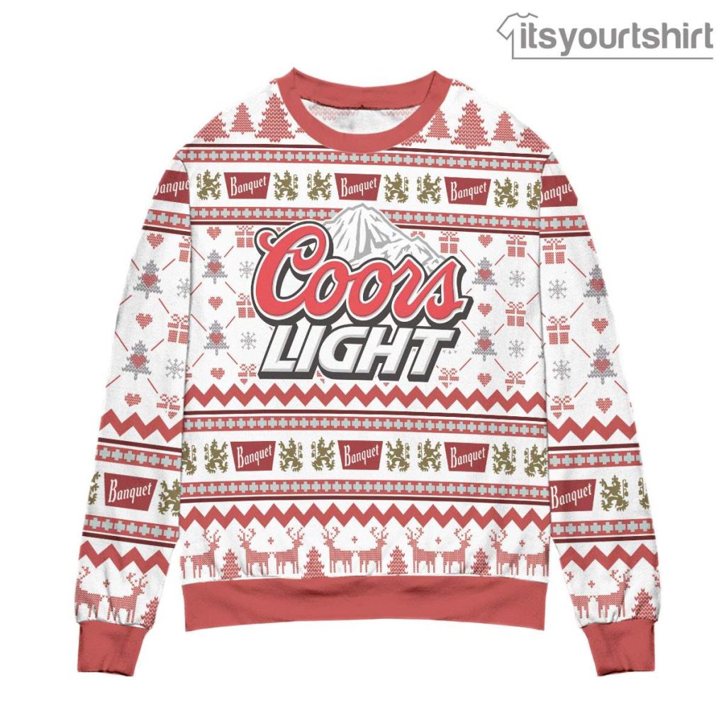 Coors Light Banquet Christmas Pattern - Pink Ugly Sweater