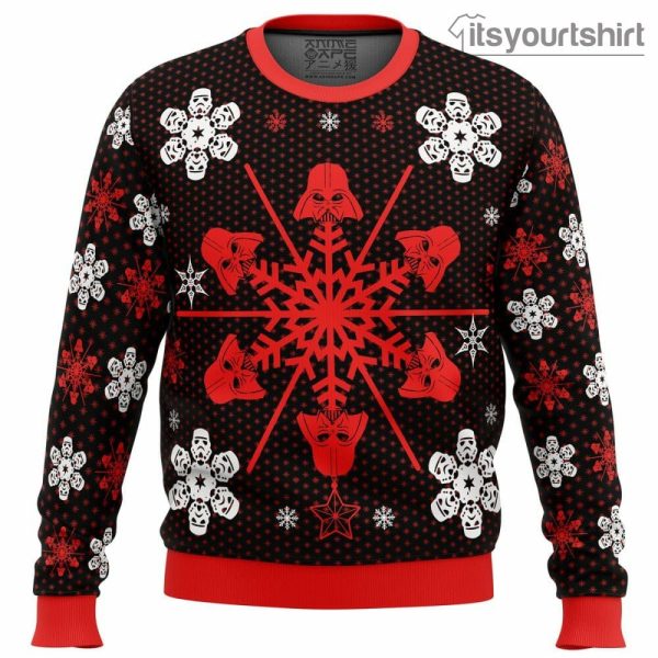 Darth Vader Helmet Star Wars Snowflake Pattern Ugly Christmas Sweater