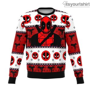 Deadpool Guy Face Mask Premium Ugly Christmas Sweater