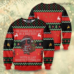 Deadpool Jolly Guy In A Red Suit Ugly Christmas Sweater
