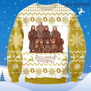 Fellowship Lord Of The Rings Characters Snowflake Ugly Christmas Sweater