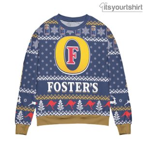 Foster’s Beer Snowflake Pattern Blue Ugly Sweater