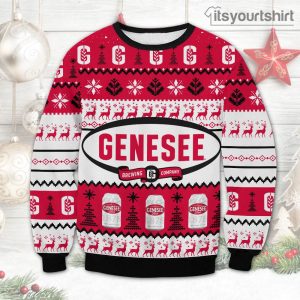 Genesee Brewery Beer Can Reindeer Ugly Sweater