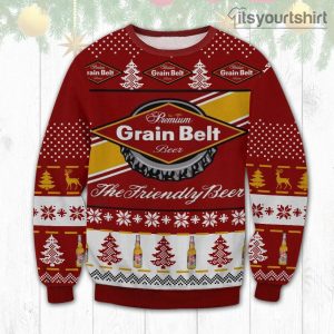 Grain Belt Premium The Friendly Beer Pine Tree Ugly Sweater