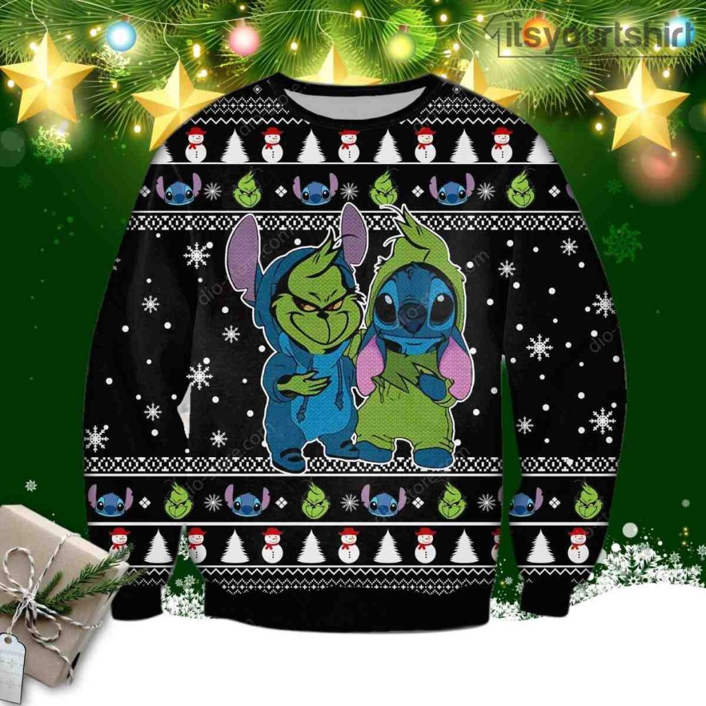 Grinch And Stitch Funny Ugly Christmas Sweater