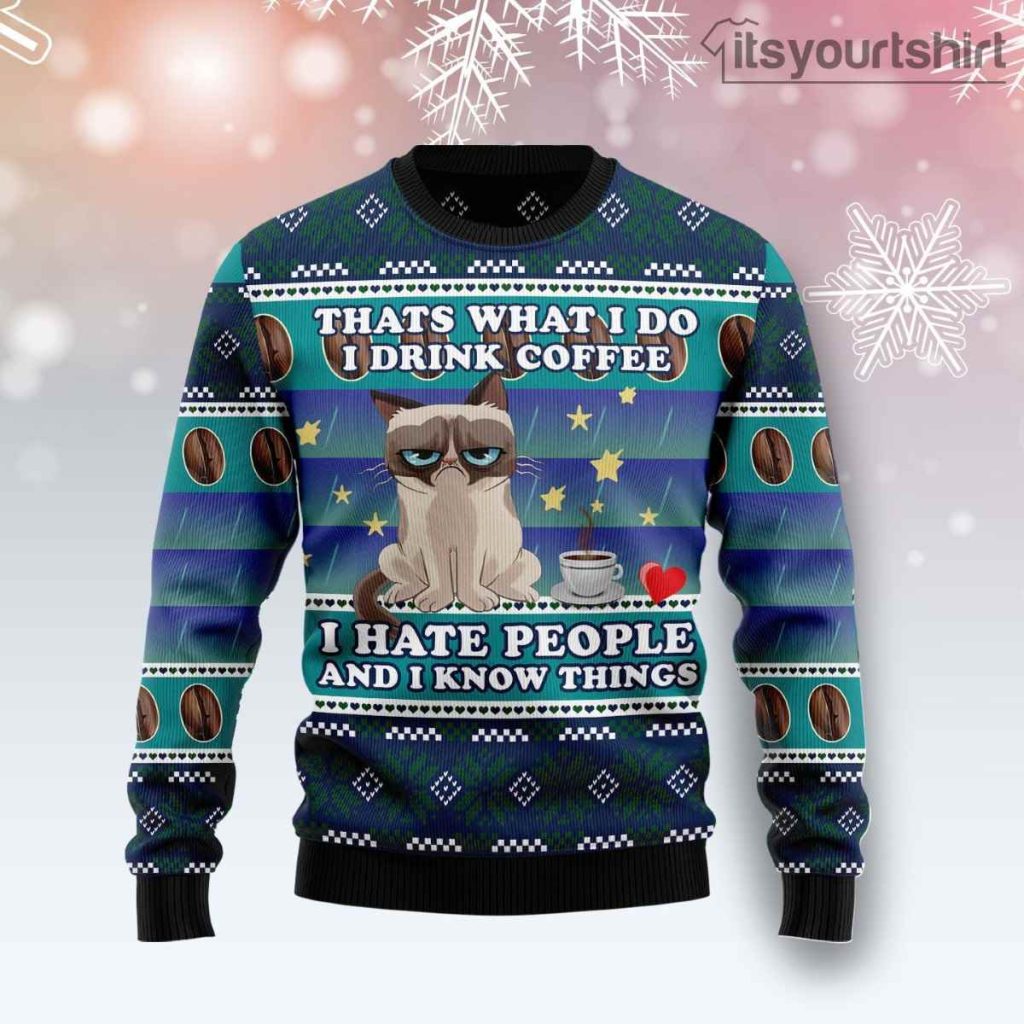 Grumpy Cat Coffee Ugly Christmas Sweater