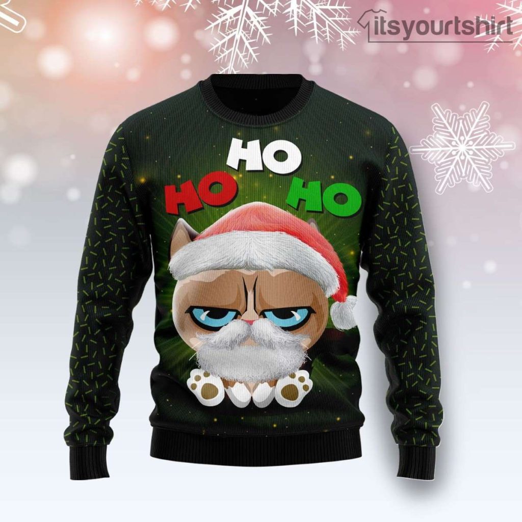 Grumpy Cat Hohoho Ugly Christmas Sweater