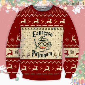 Harry Potter Espresso Coffee Patronum Reindeer Ugly Christmas Sweater