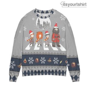 Harry Potter Hermione Ron Hagrid The Beatles Cosplay Gray Ugly Christmas Sweater
