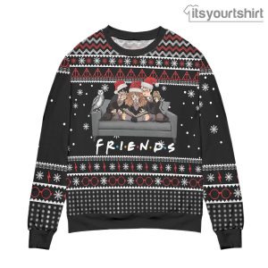 Harry Potter x Friends Snowflake Pattern Black Ugly Christmas Sweater
