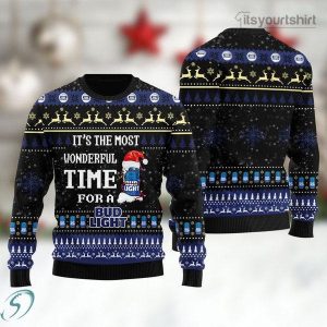 It’s the Most Wonderful Time Bud Light Beer Christmas Ugly Sweater