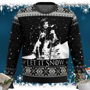 Jon Snow Game Of Thrones Let It Snow Wolf Ugly Christmas Sweater