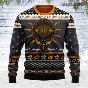 Lord Of The Rings Eye Of Sauron Snowflake Ugly Christmas Sweater