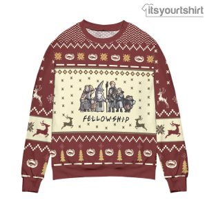 Lord Of The Rings Fellowship Snowflake Pattern Red Ugly Christmas Sweater