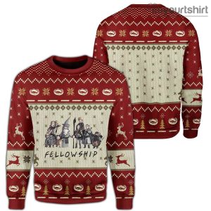 Merry Lord Of The Rings Fellowship Snowflake Ugly Christmas Sweater
