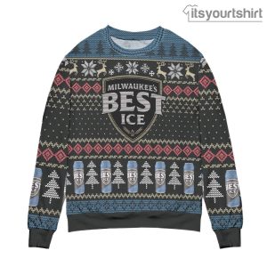 Milwaukee’s Best Ice Beer Snowflake Pattern Black Ugly Sweater