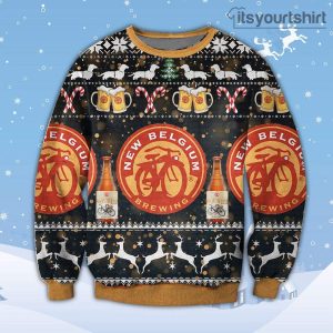 New Belgium Brewing Fat Tire Amber Ale Beer Christmas Ugly Sweater