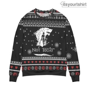 Not Today Arya Stark Game Of Throne Snowflake Black Ugly Christmas Sweater