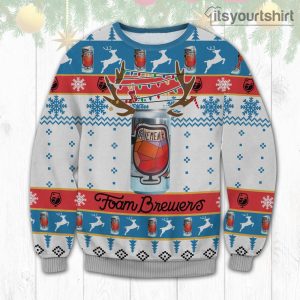 Pavement Beer Foam Brewers Reindeer Version Ugly Sweater