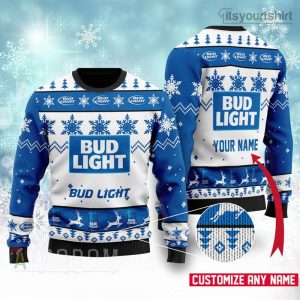 Personalized Bud Light Beer Ugly Christmas Sweater